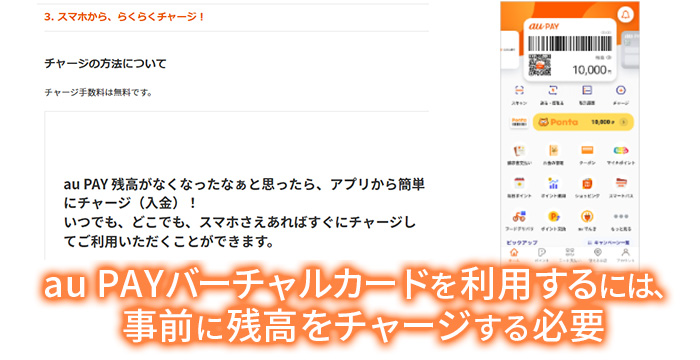 auバーチャルカードのチャージ