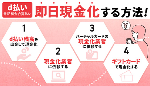 最新!d払い(電話料金合算払い)を即日現金化する方法